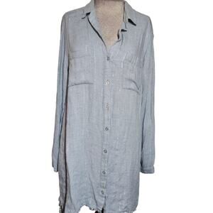 Chelsea & Violet Gray Silver Metallic Raw Hem Shirt Dress Size Large